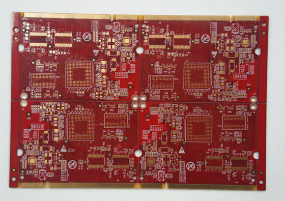 Buon prezzo FR4 Tg135 1.0mm 6 strati PCB rigidi con ENIG Gold Finger 40U'' Red Soldermask e finitura superficiale in linea